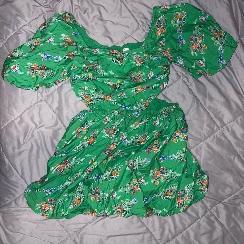 a new day Green Floral Kids Dress